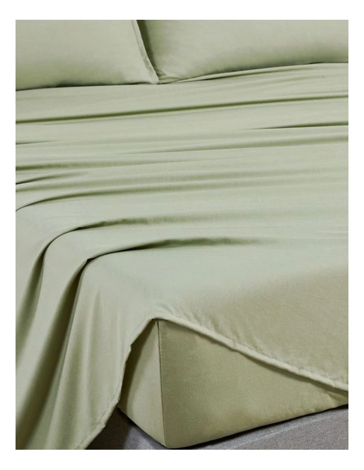 CleverPolly Vintage Washed Microfibre Sheet Set in Eucalypt image 2
