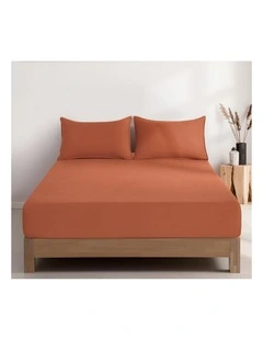 CleverPolly Vintage Washed Microfibre Fitted Sheet Set in Terracotta