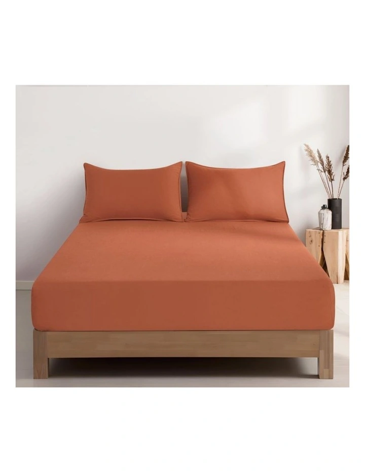 CleverPolly Vintage Washed Microfibre Fitted Sheet Set in Terracotta image 1
