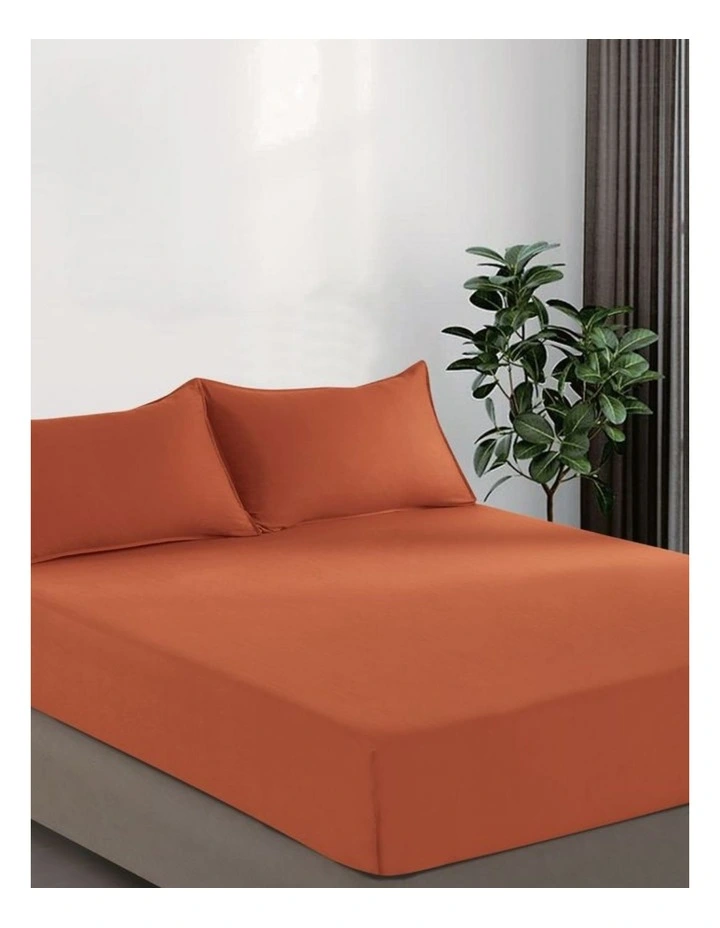 CleverPolly Vintage Washed Microfibre Fitted Sheet Set in Terracotta image 2