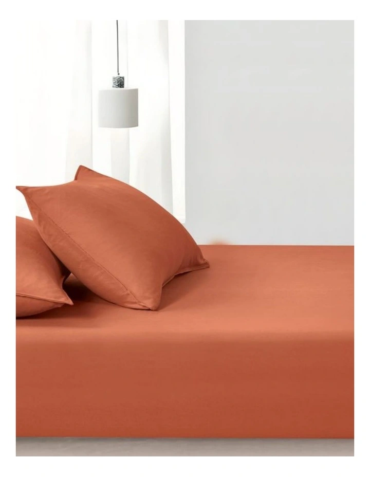 CleverPolly Vintage Washed Microfibre Fitted Sheet Set in Terracotta image 3