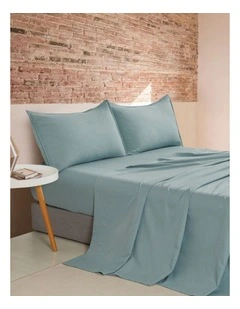 CleverPolly Vintage Washed Microfibre Sheet Set in Seafoam
