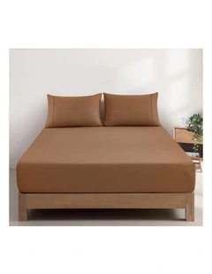 GIOIA CASA Vintage Washed Cotton Fitted Sheet Set in Rust