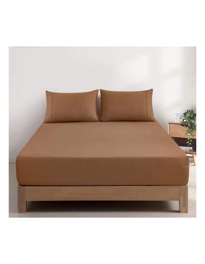 GIOIA CASA Vintage Washed Cotton Fitted Sheet Set in Rust image 1