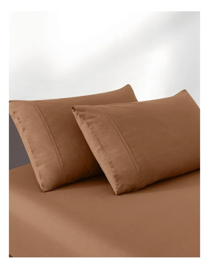 GIOIA CASA Vintage Washed Cotton Fitted Sheet Set in Rust image 2