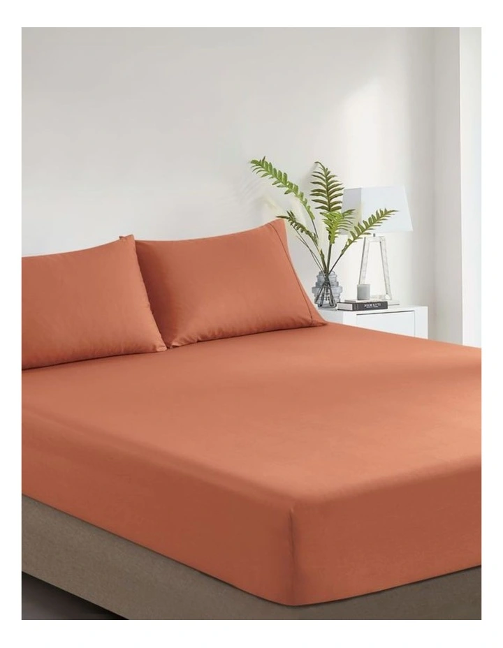 GIOIA CASA Vintage Washed Cotton Fitted Sheet Set in Brick image 2