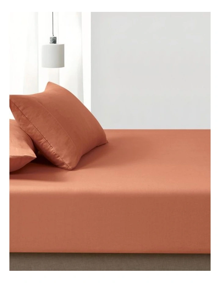 GIOIA CASA Vintage Washed Cotton Fitted Sheet Set in Brick image 3