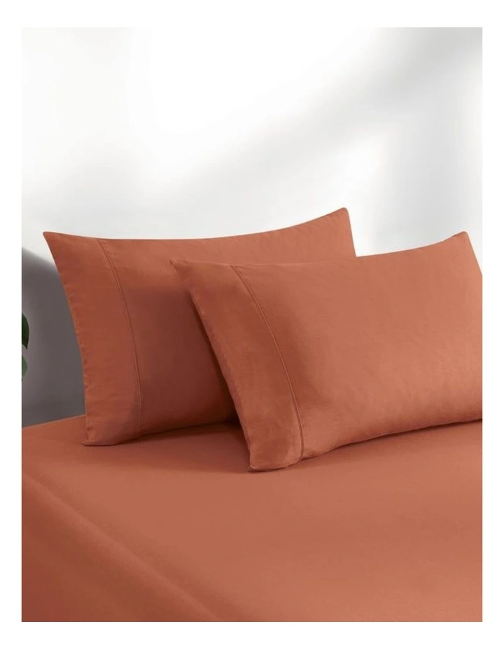 GIOIA CASA Vintage Washed Cotton Fitted Sheet Set in Brick image 4