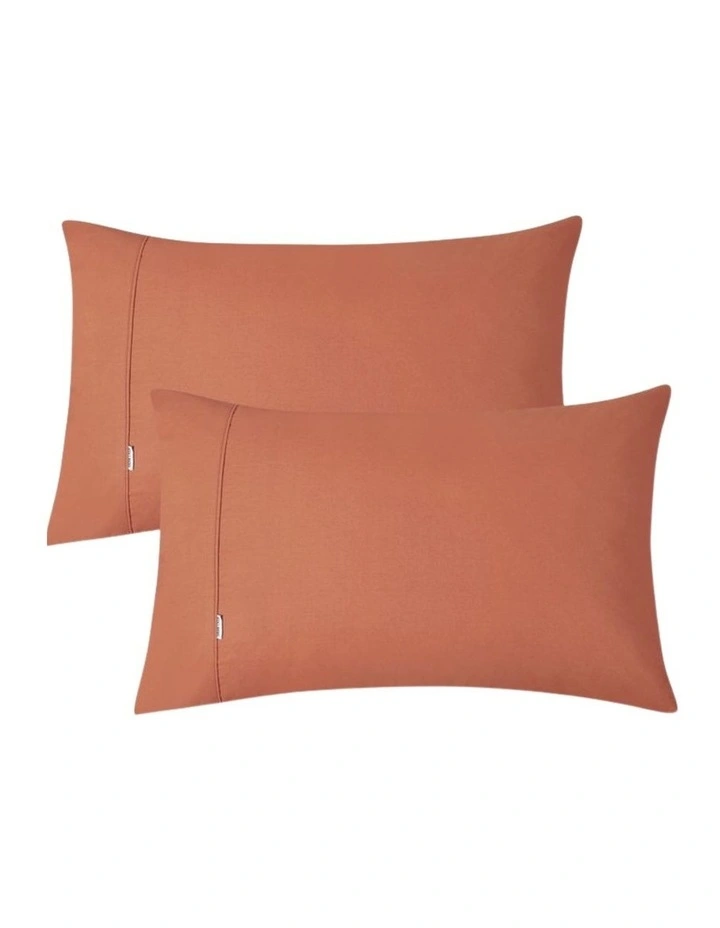 GIOIA CASA Vintage Washed Cotton Fitted Sheet Set in Brick image 6
