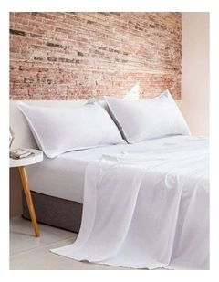 CleverPolly Vintage Washed Microfibre Sheet Set in White