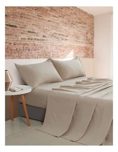 CleverPolly Vintage Washed Microfibre Sheet Set in Linen