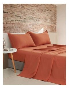 CleverPolly Vintage Washed Microfibre Sheet Set in Terracotta