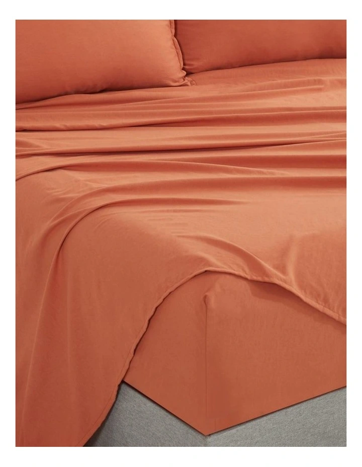 CleverPolly Vintage Washed Microfibre Sheet Set in Terracotta image 2