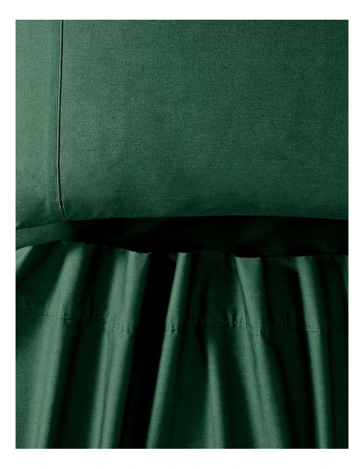 GIOIA CASA Vintage Washed Cotton Sheet Set in Forest Green image 2