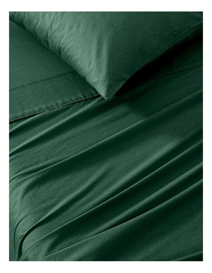 GIOIA CASA Vintage Washed Cotton Sheet Set in Forest Green image 3