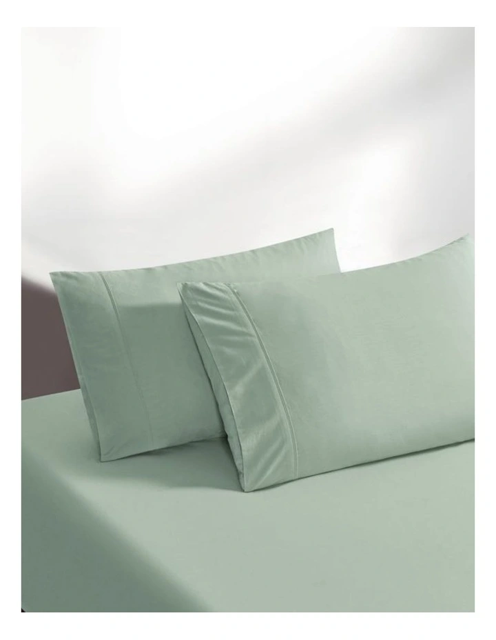 GIOIA CASA Vintage Washed Cotton Fitted Sheet Set in Sage Green image 2