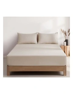 CleverPolly Vintage Washed Microfibre Fitted Sheet Set in Linen