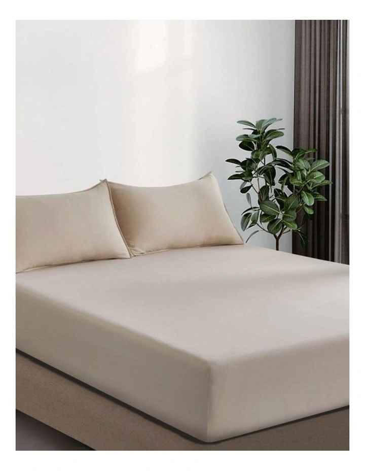 CleverPolly Vintage Washed Microfibre Fitted Sheet Set in Linen image 2