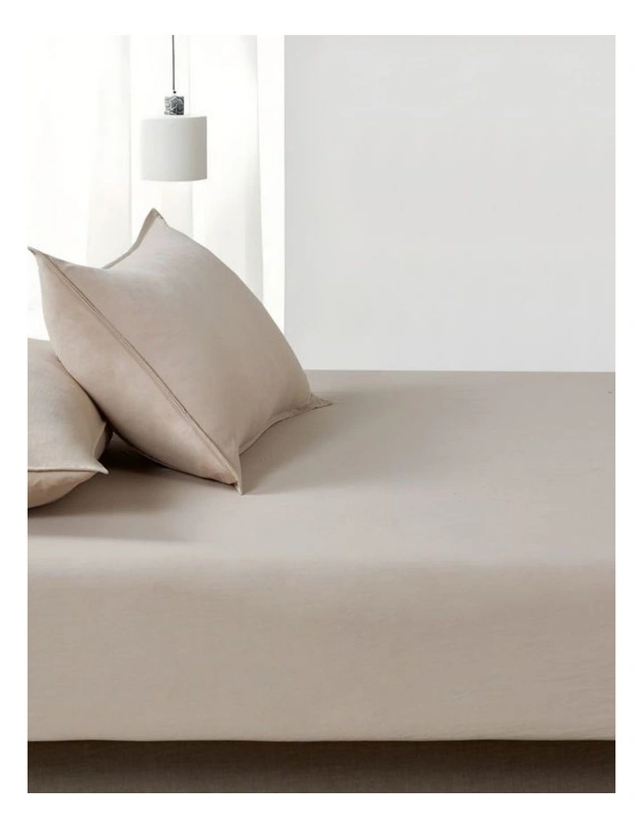 CleverPolly Vintage Washed Microfibre Fitted Sheet Set in Linen image 3