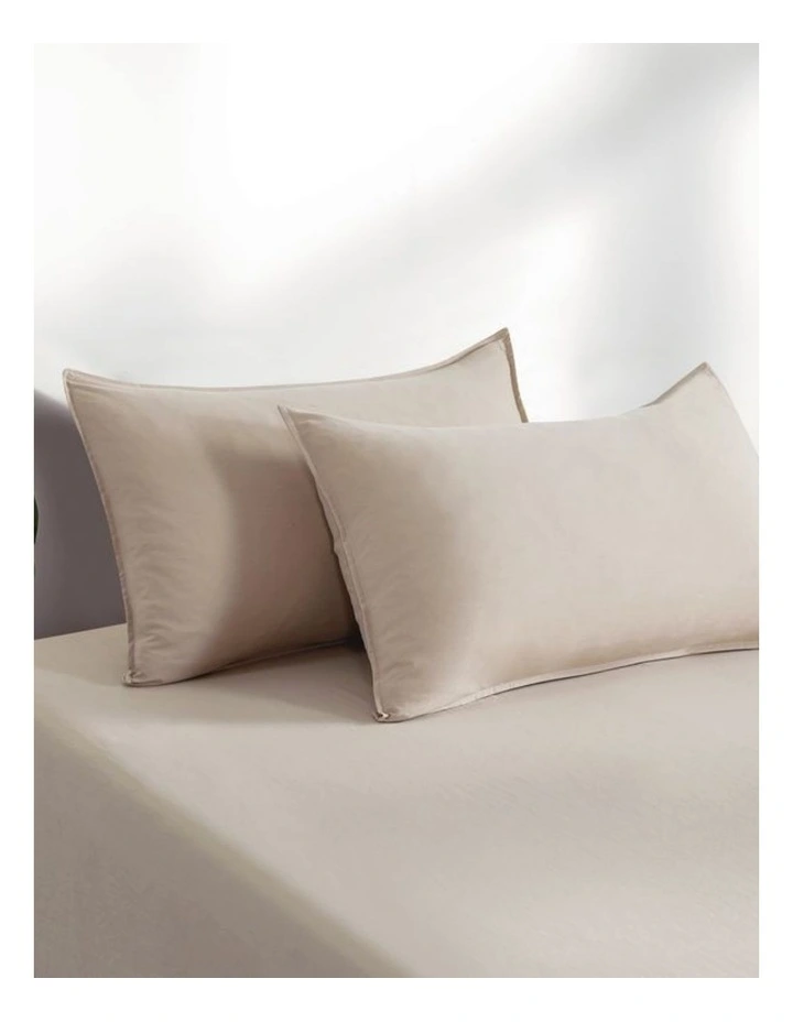 CleverPolly Vintage Washed Microfibre Fitted Sheet Set in Linen image 4