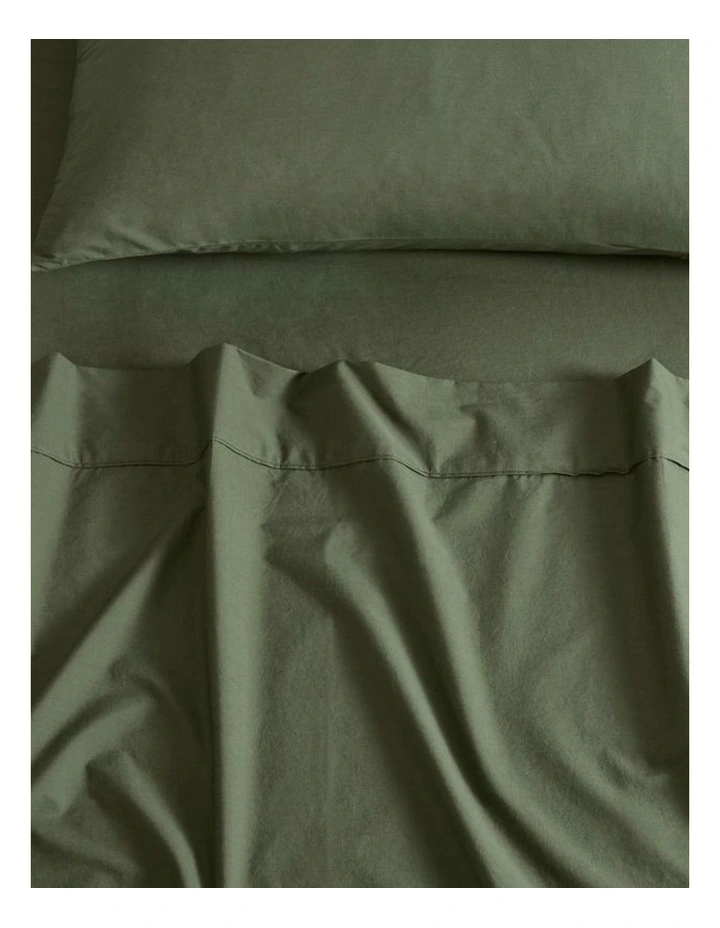 GIOIA CASA Vintage Washed Cotton Sheet Set in Khaki Green image 2