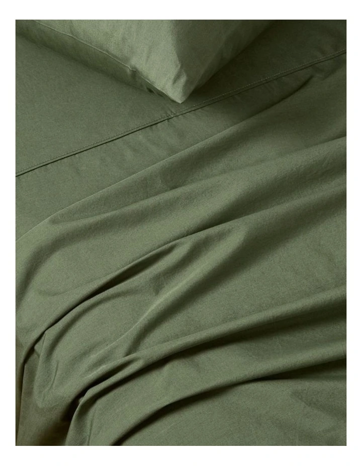 GIOIA CASA Vintage Washed Cotton Sheet Set in Khaki Green image 3
