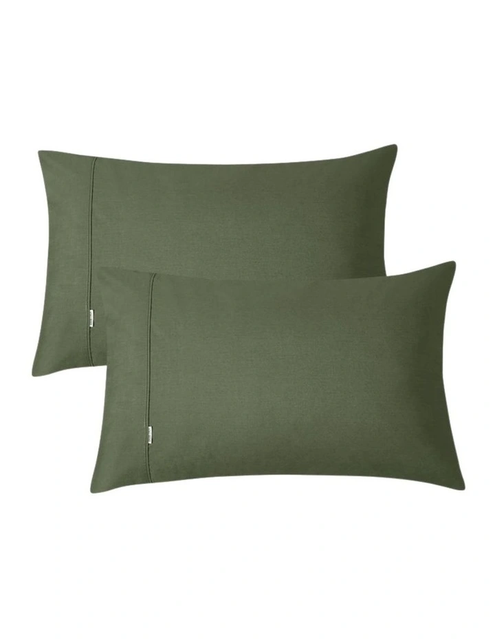 GIOIA CASA Vintage Washed Cotton Sheet Set in Khaki Green image 4