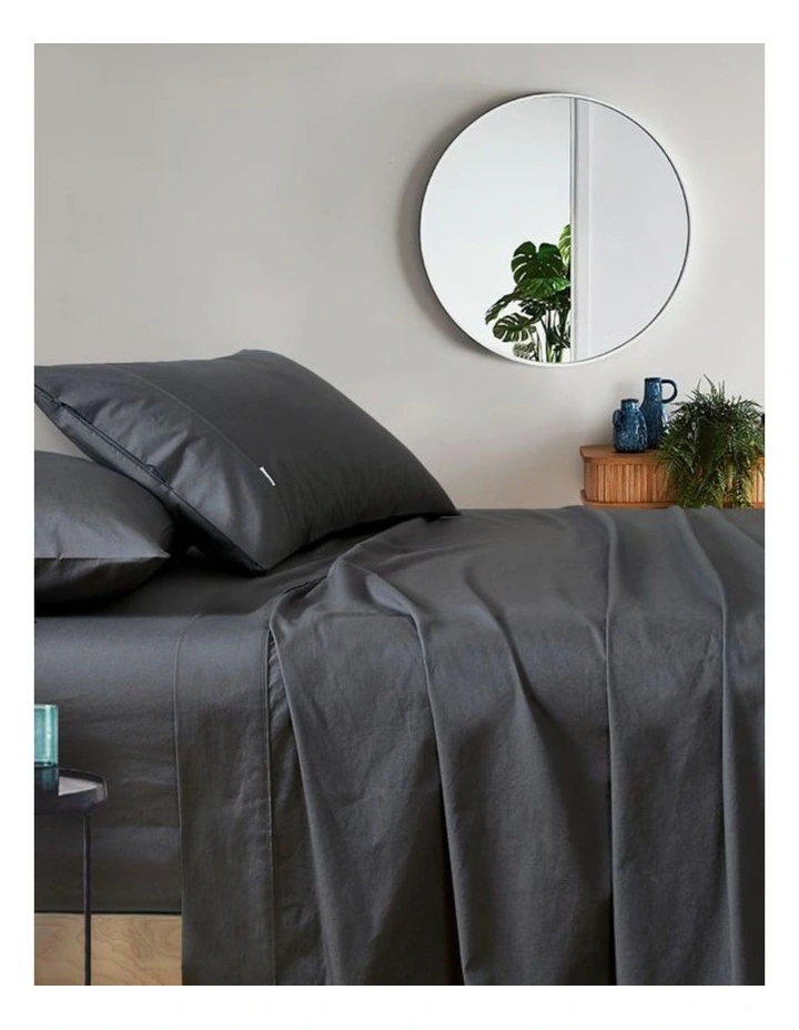 GIOIA CASA Vintage Washed Cotton Sheet Set in Charcoal image 1