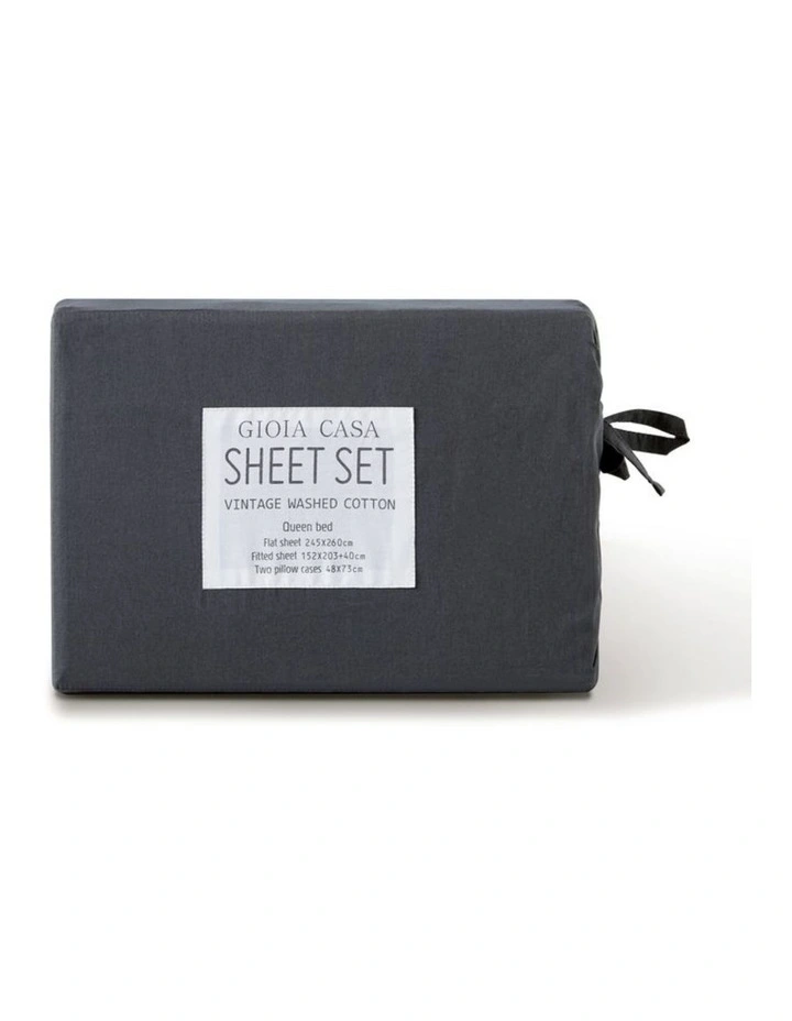 GIOIA CASA Vintage Washed Cotton Sheet Set in Charcoal image 5