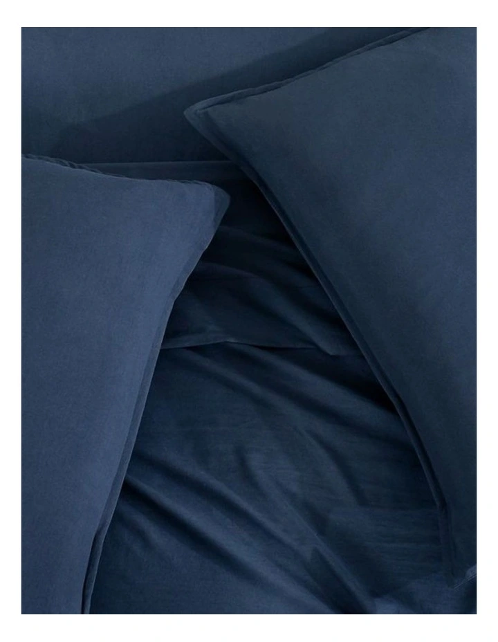 CleverPolly Vintage Washed Microfibre Sheet Set in Navy Blue image 5