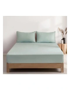 CleverPolly Vintage Washed Microfibre Fitted Sheet Set in Sage Green