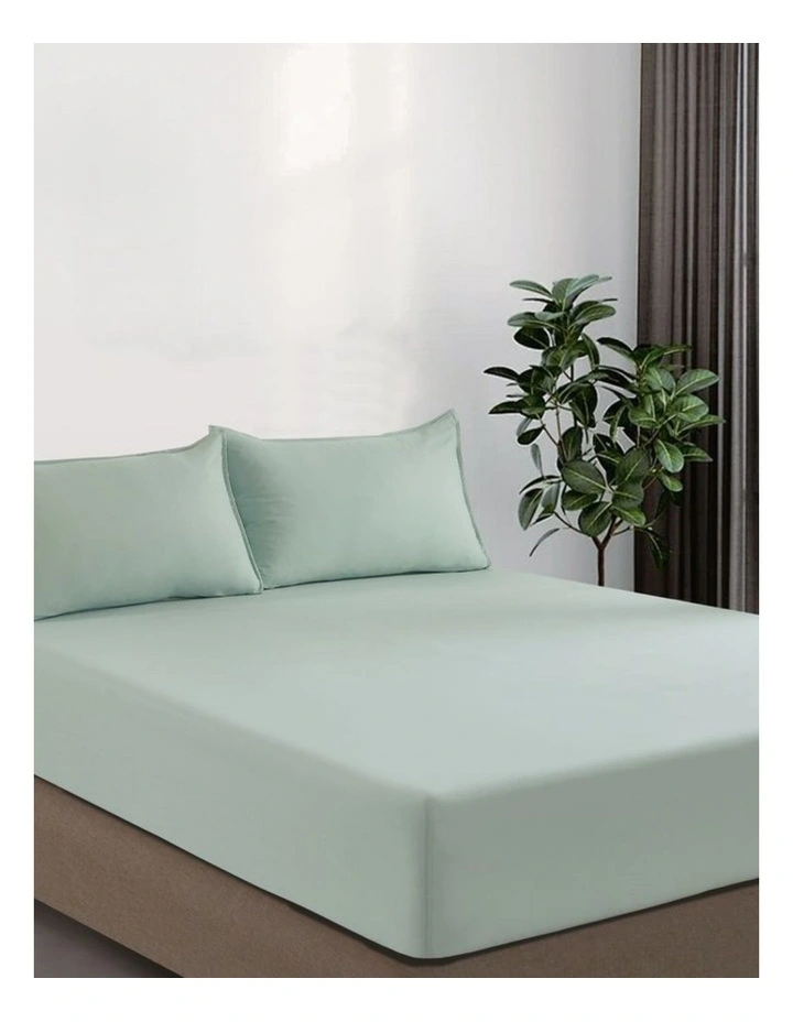 CleverPolly Vintage Washed Microfibre Fitted Sheet Set in Sage Green image 2