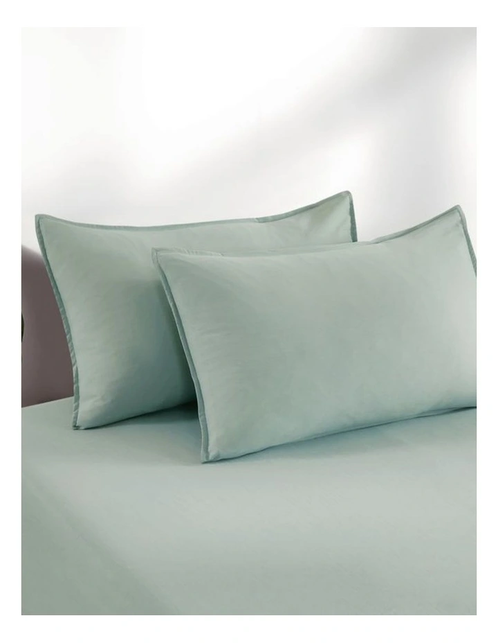 CleverPolly Vintage Washed Microfibre Fitted Sheet Set in Sage Green image 3
