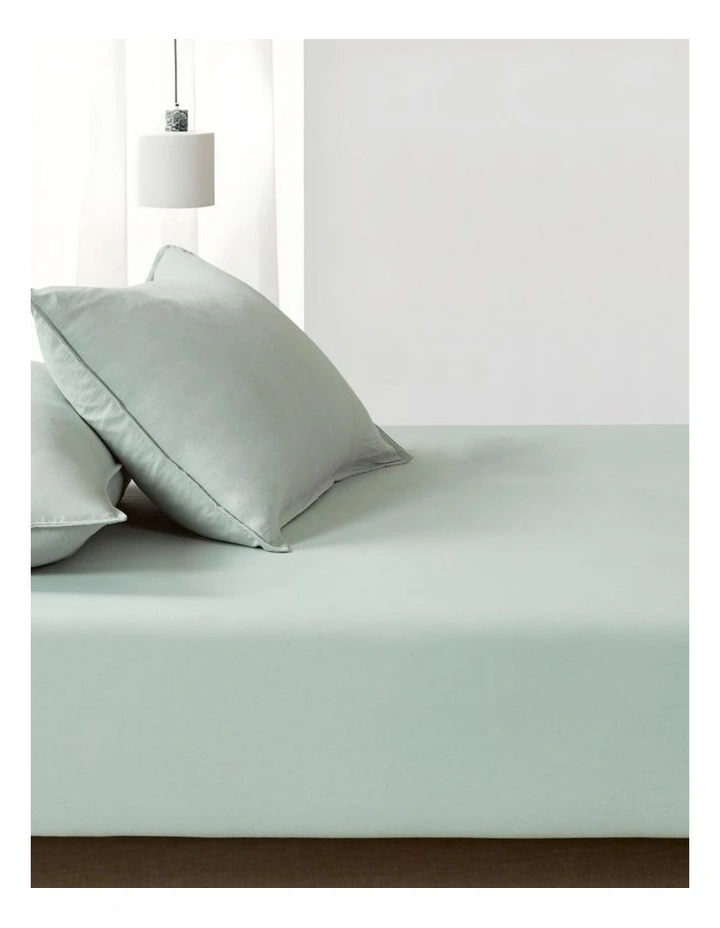 CleverPolly Vintage Washed Microfibre Fitted Sheet Set in Sage Green image 4