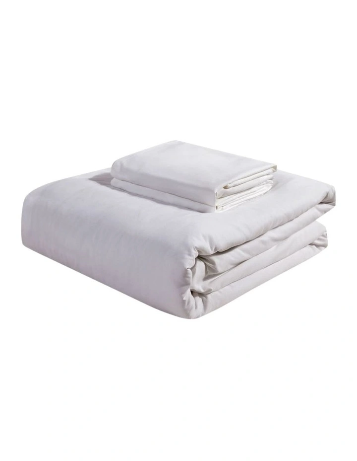 CleverPolly Vintage Washed Microfibre Fitted Sheet Set in White image 6