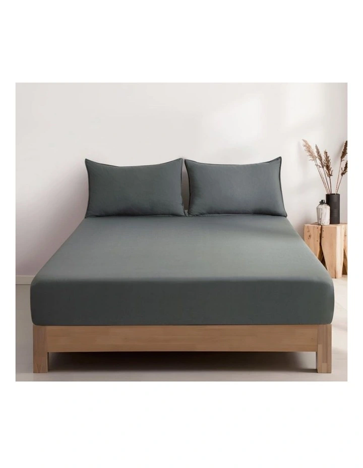 CleverPolly Vintage Washed Microfibre Fitted Sheet Set in Grey image 1