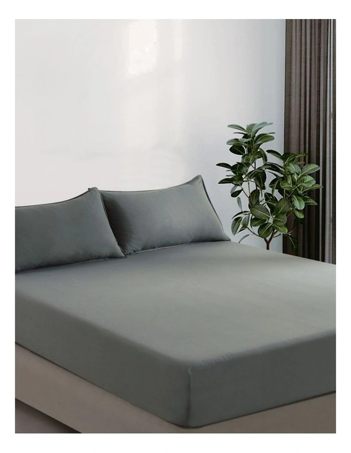 CleverPolly Vintage Washed Microfibre Fitted Sheet Set in Grey image 2