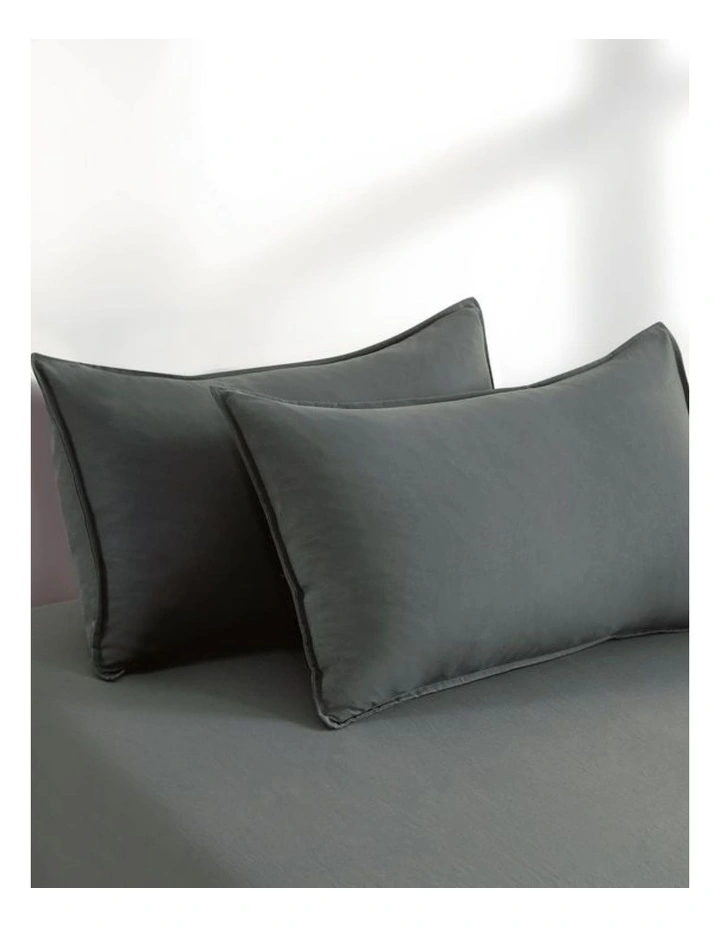 CleverPolly Vintage Washed Microfibre Fitted Sheet Set in Grey image 3