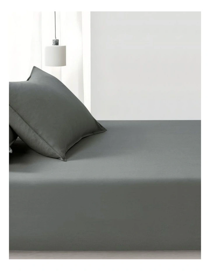 CleverPolly Vintage Washed Microfibre Fitted Sheet Set in Grey image 4