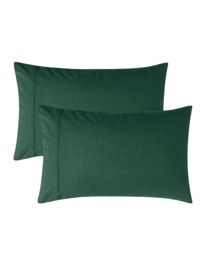 GIOIA CASA Vintage Washed Cotton Fitted Sheet Set in Forest Green image 4