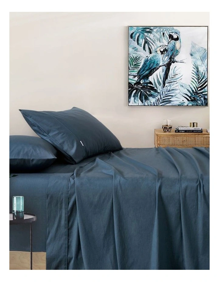 GIOIA CASA Vintage Washed Cotton Sheet Set in Dark Indigo image 1