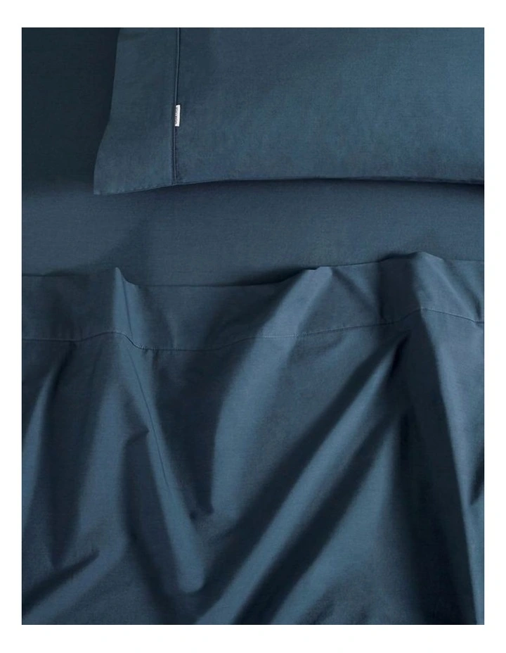 GIOIA CASA Vintage Washed Cotton Sheet Set in Dark Indigo image 2