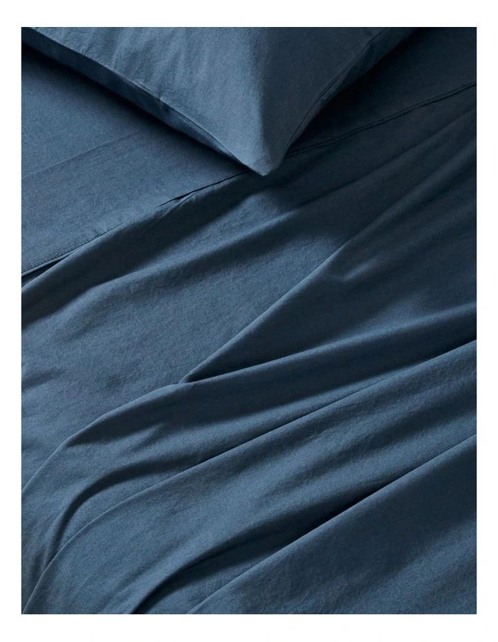 GIOIA CASA Vintage Washed Cotton Sheet Set in Dark Indigo image 3