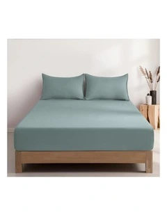CleverPolly Vintage Washed Microfibre Fitted Sheet Set in Seafoam