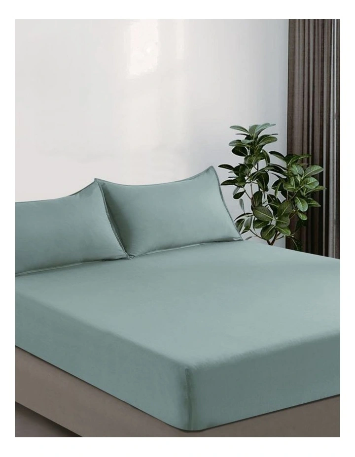 CleverPolly Vintage Washed Microfibre Fitted Sheet Set in Seafoam image 2