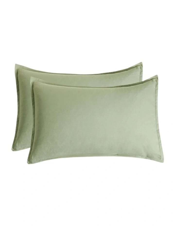 CleverPolly Vintage Washed Microfibre Fitted Sheet Set in Eucalypt image 5