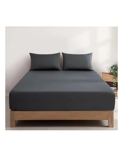 GIOIA CASA Vintage Washed Cotton Fitted Sheet Set in Charcoal