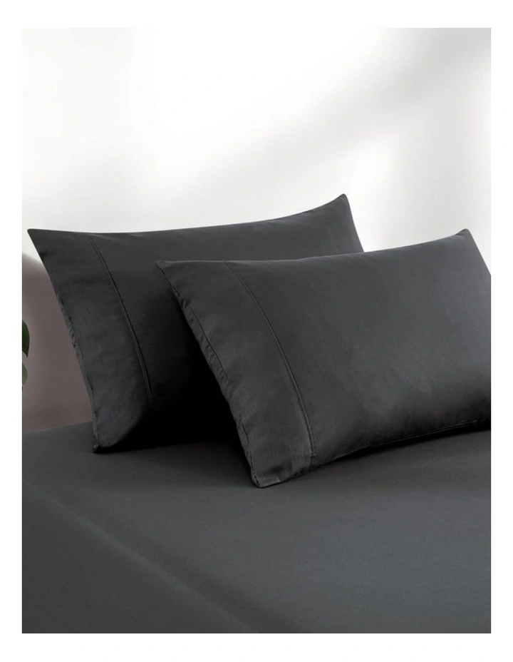 GIOIA CASA Vintage Washed Cotton Fitted Sheet Set in Charcoal image 3