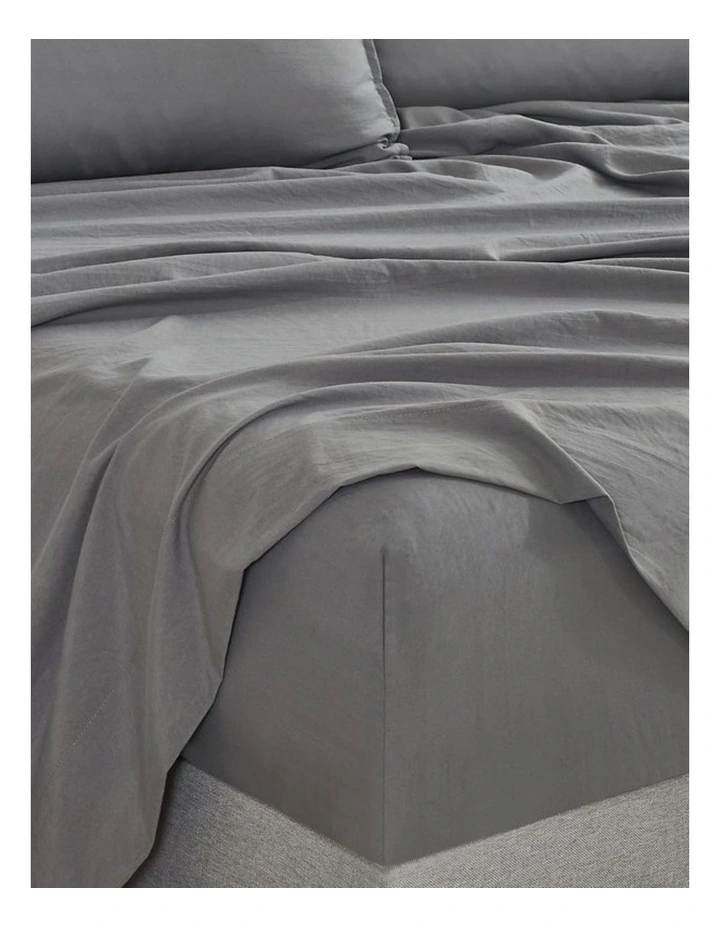CleverPolly Vintage Washed Microfibre Sheet Set in Grey image 2