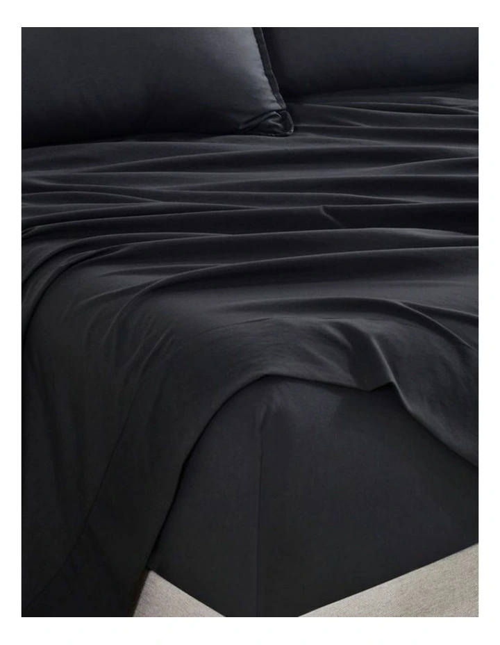 CleverPolly Vintage Washed Microfibre Sheet Set in Black image 2